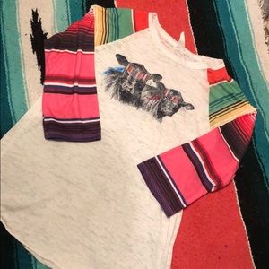 3/4 Length Serape Sleeve Graphic Tee